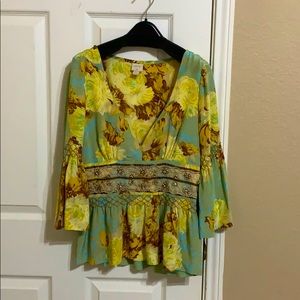 Anthropoligie Van Gogh sunflower blouse Size 6